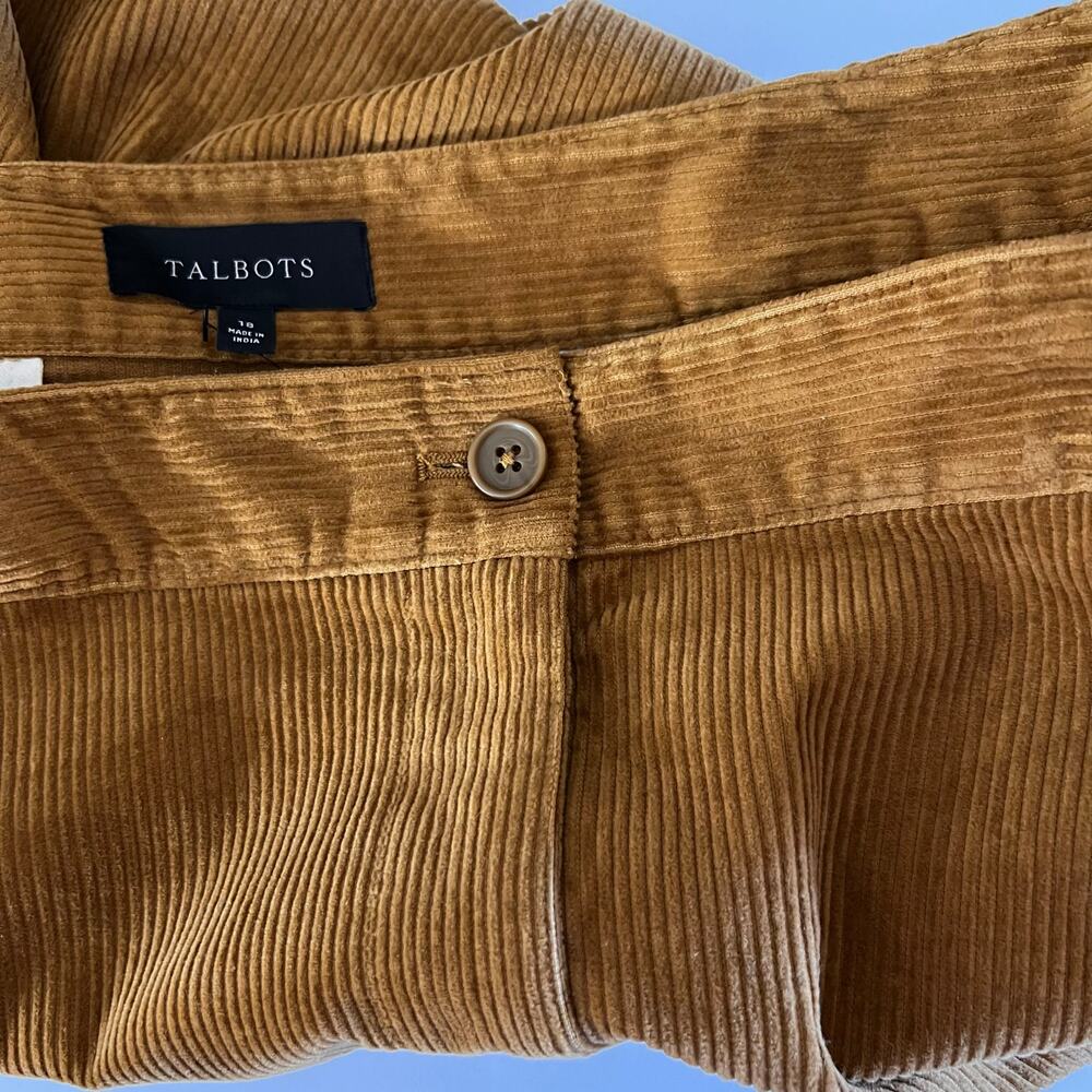 Talbots Corduroy A Line Skirt Size 18 Camel Brown Knee Length Preppy Pocket - Picture 7 of 10